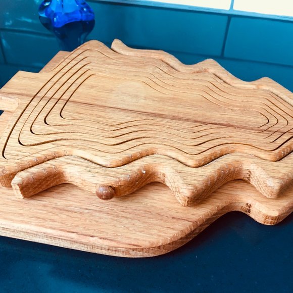 Amazing Artisan Carved Tree Basket/Server/Hot Pad - Picture 4 of 6